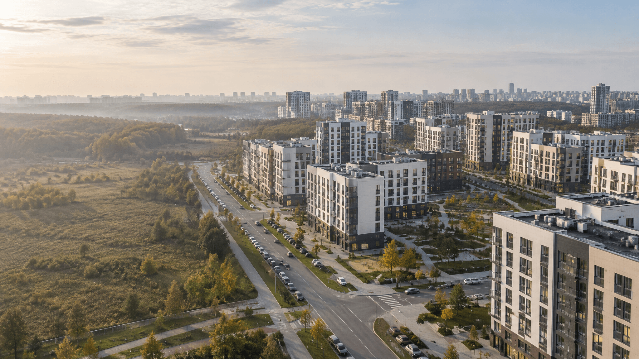 Жилые кварталы Академического района с высоты